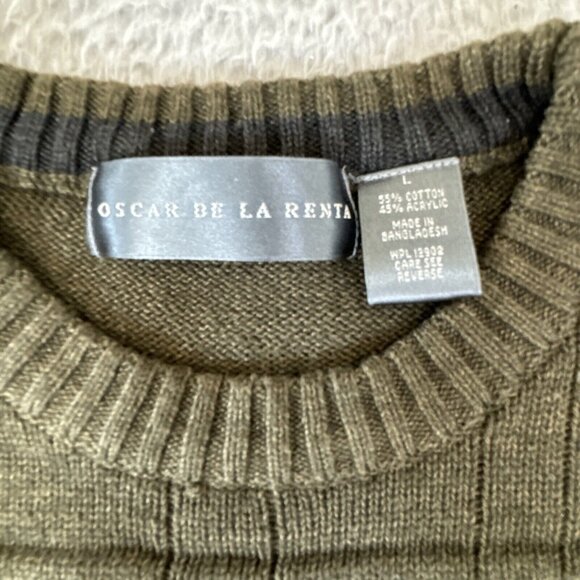 Oscar De La Renta Sweater Men’s L Green Vtg Light Cable Knit - Picture 2 of 11